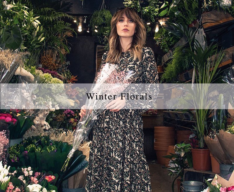 winter floral midi dress