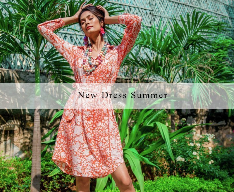 printed cotton belted dress